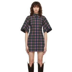 ISO !! Ganni Plaid Cotton Minidress